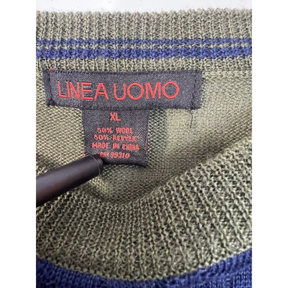 NWOT LINEA UOMO Green & Blue Lightweight Wool Blend Sweater Size‎ XL